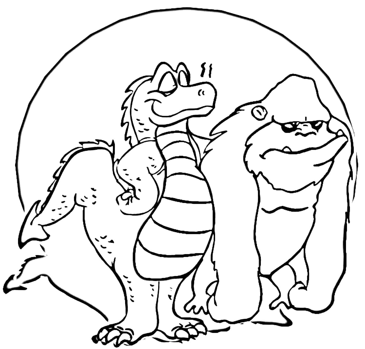 Coloring page Godzilla and King kong for kids