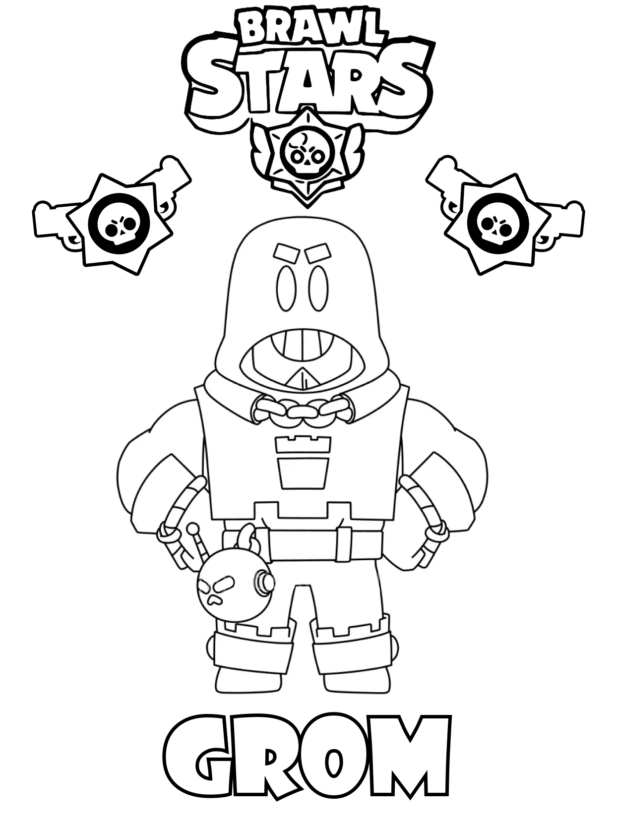 Brawl Stars Grom Coloring Pages - Print Free