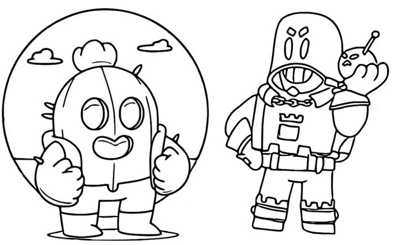 Coloring page Brawl Stars Grom and Spike