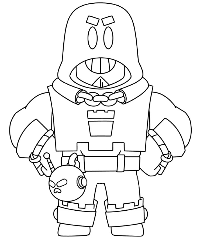 Coloring page Brawl Stars Grom A New Fighter
