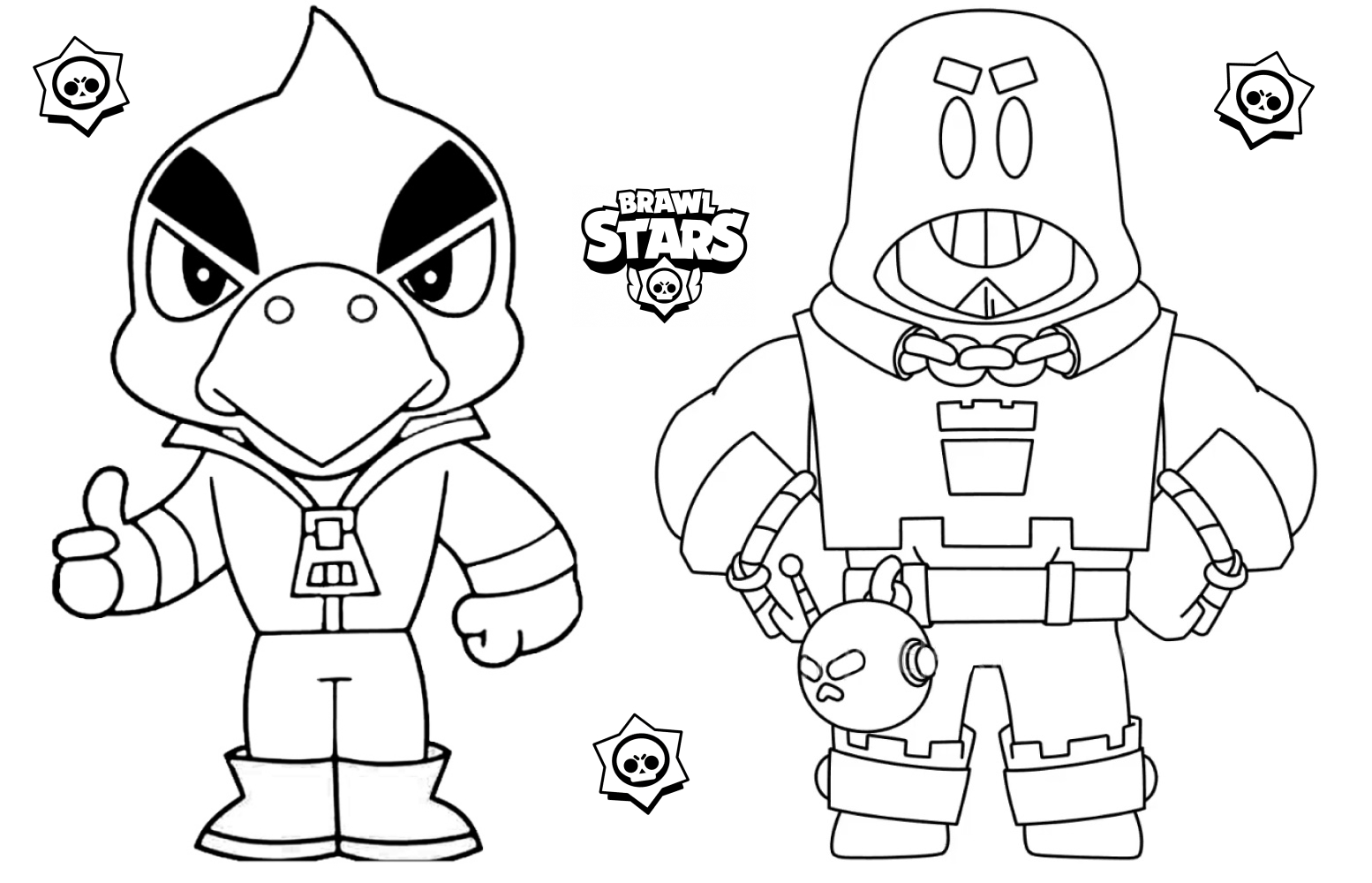 Coloring page Brawl Stars Grom and Crow