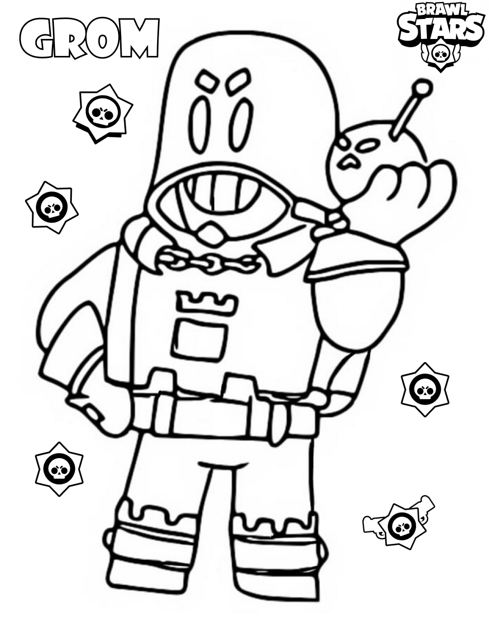 Coloring page Brawl Stars Grom For children