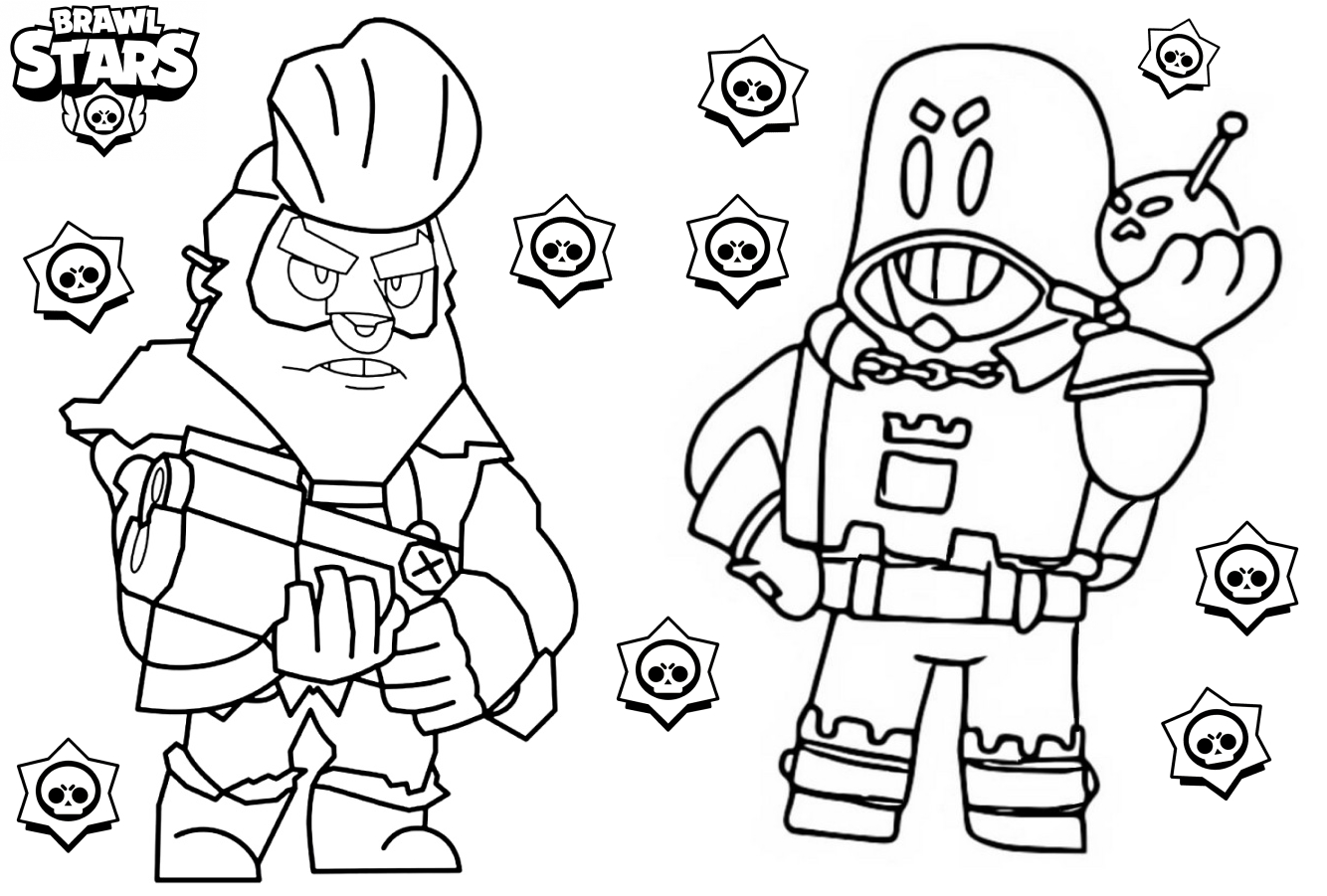 Coloring page Brawl Stars Grom and a Colt
