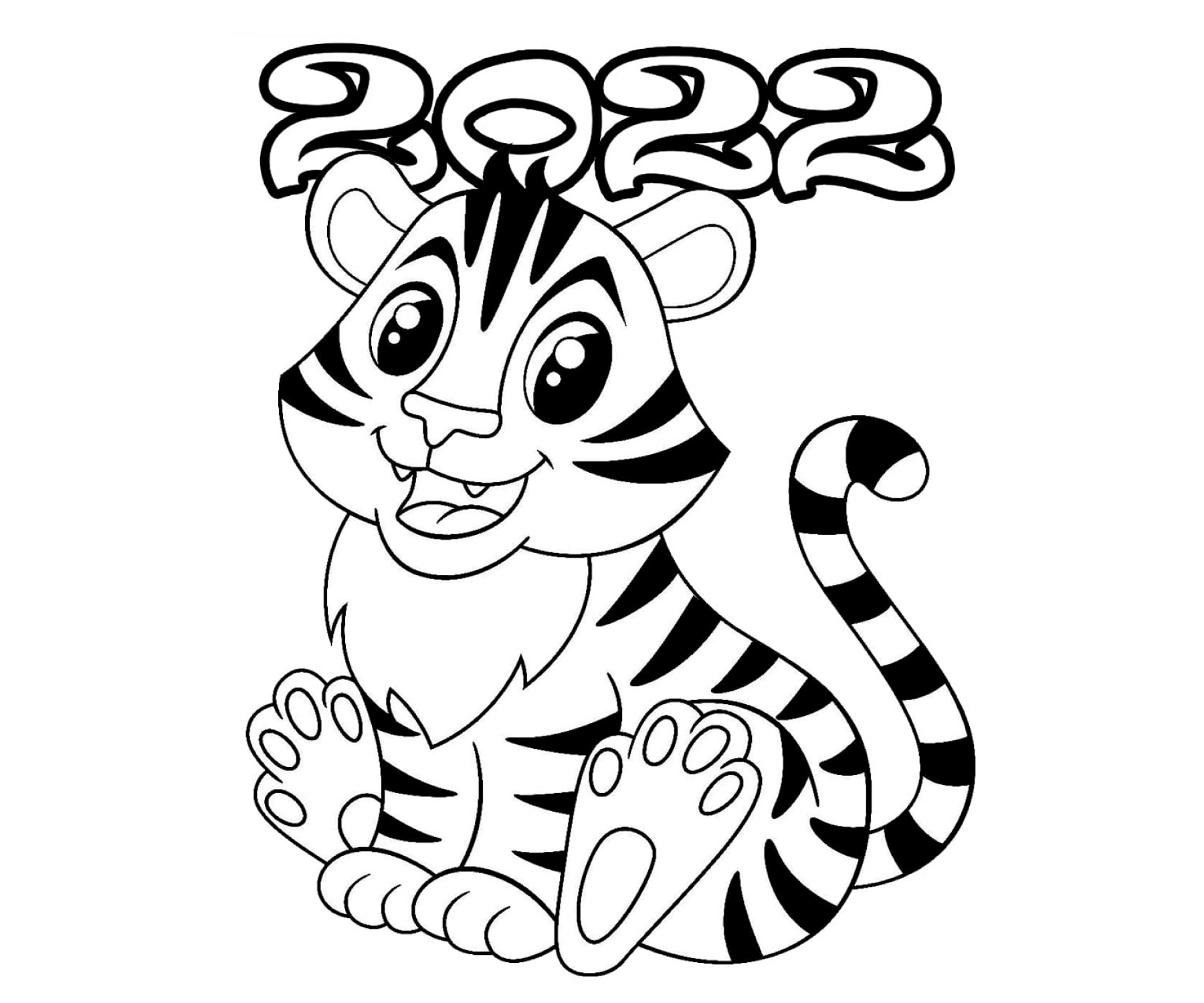 Ausmalbilder frohes neues Jahr 2022 | Jahr des Tigers