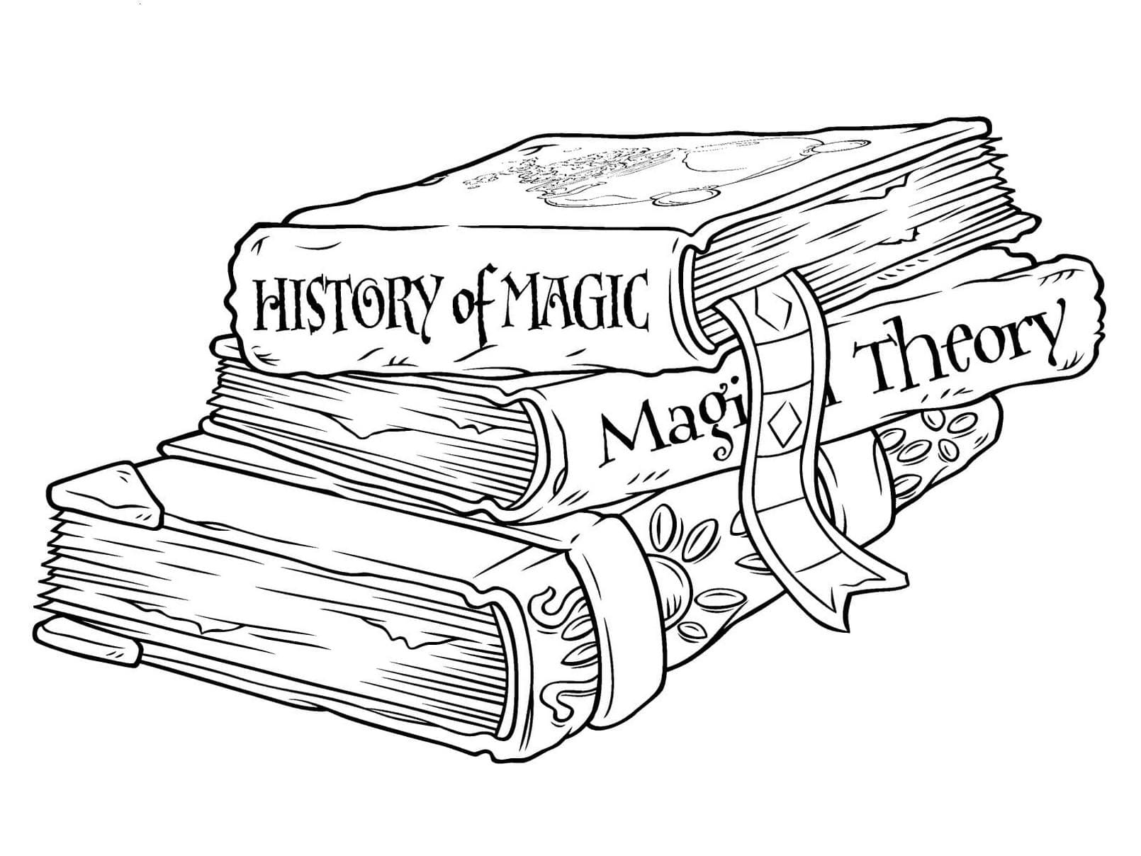 Раскраска Гарри Поттер Учебники из Хогвартса