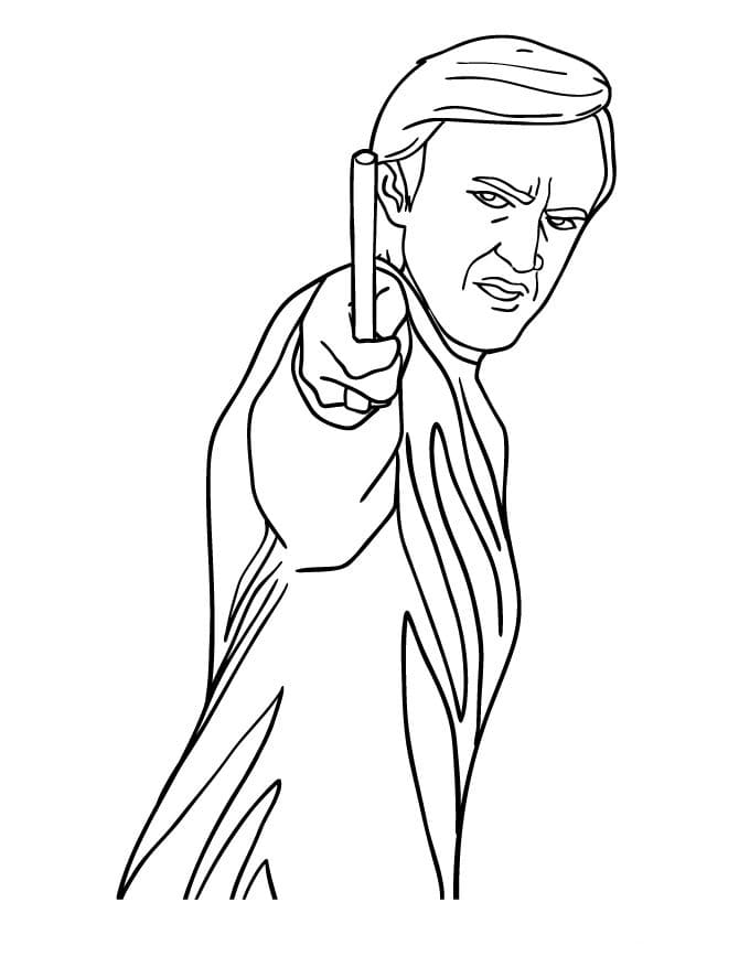 Coloring page Harry Potter Draco Malfoy with a magic wand