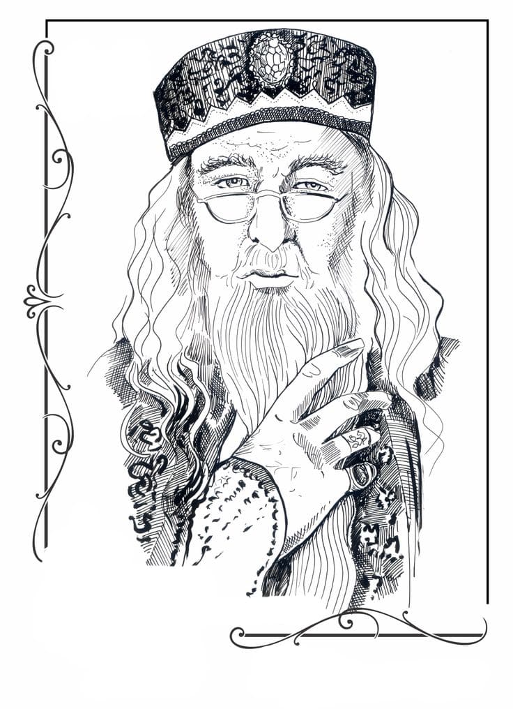 Ausmalbild Harry Potter Albus Dumbledore