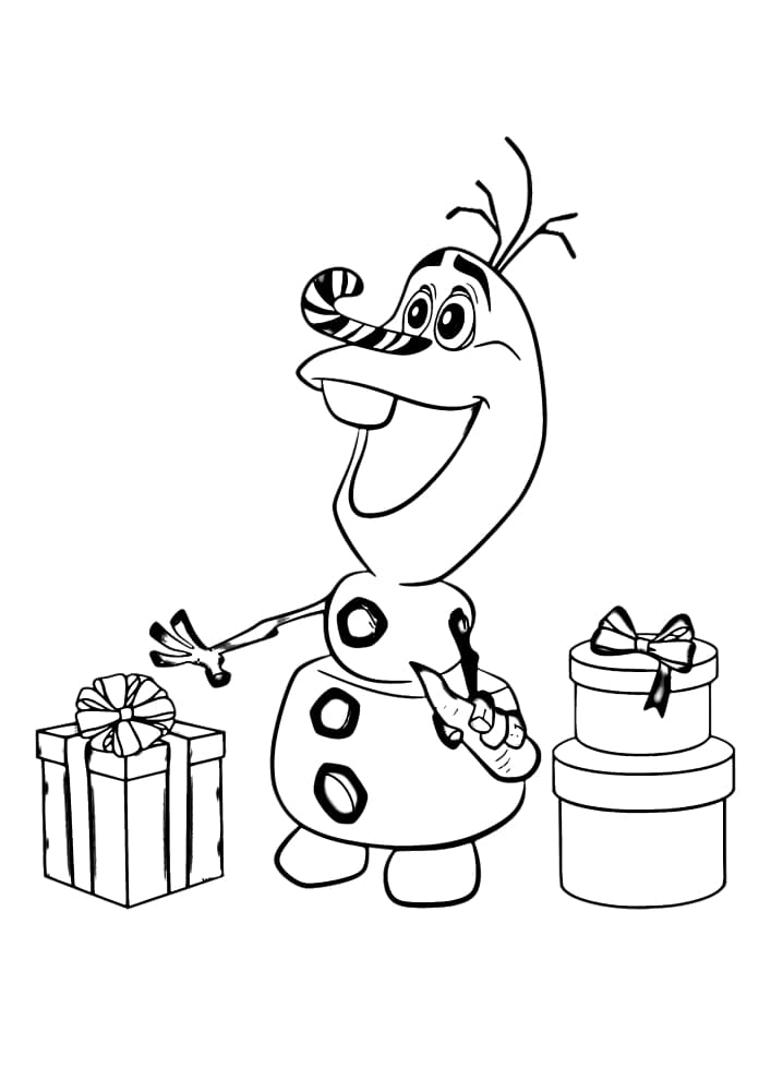 Snowman receives gifts