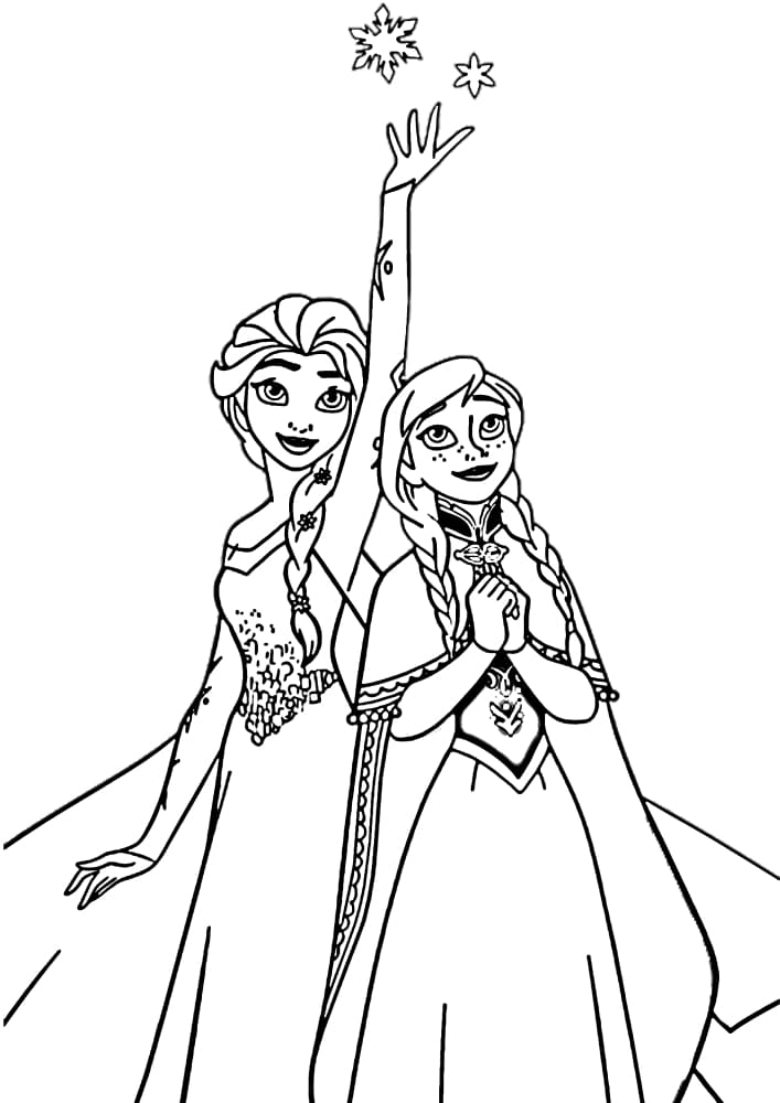 Anna schmunzelt über die schönen Schneeflocken ihrer Schwester Elsa