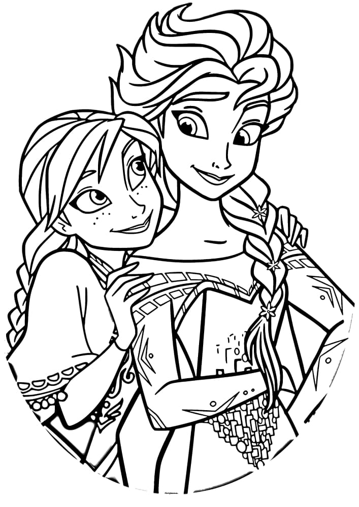Anna abraça Elsa por trás