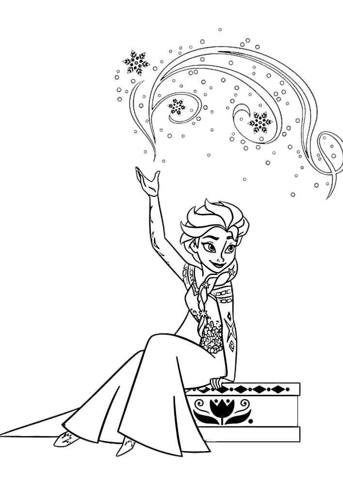 Anna looks at the beautiful snowflakes of her little sister Elsa