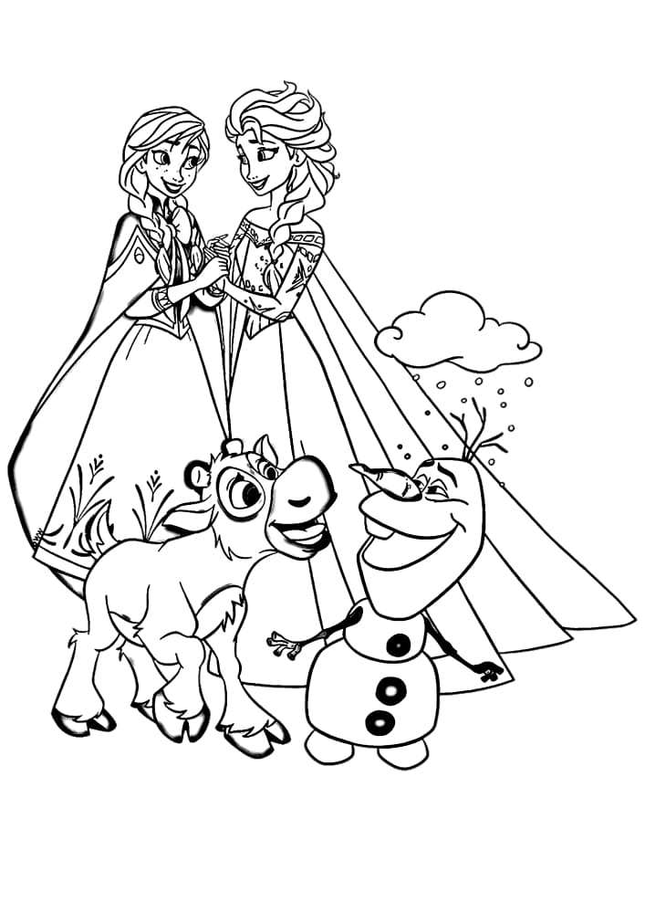 Personagens De Desenhos Animados coração frio - livro de colorir