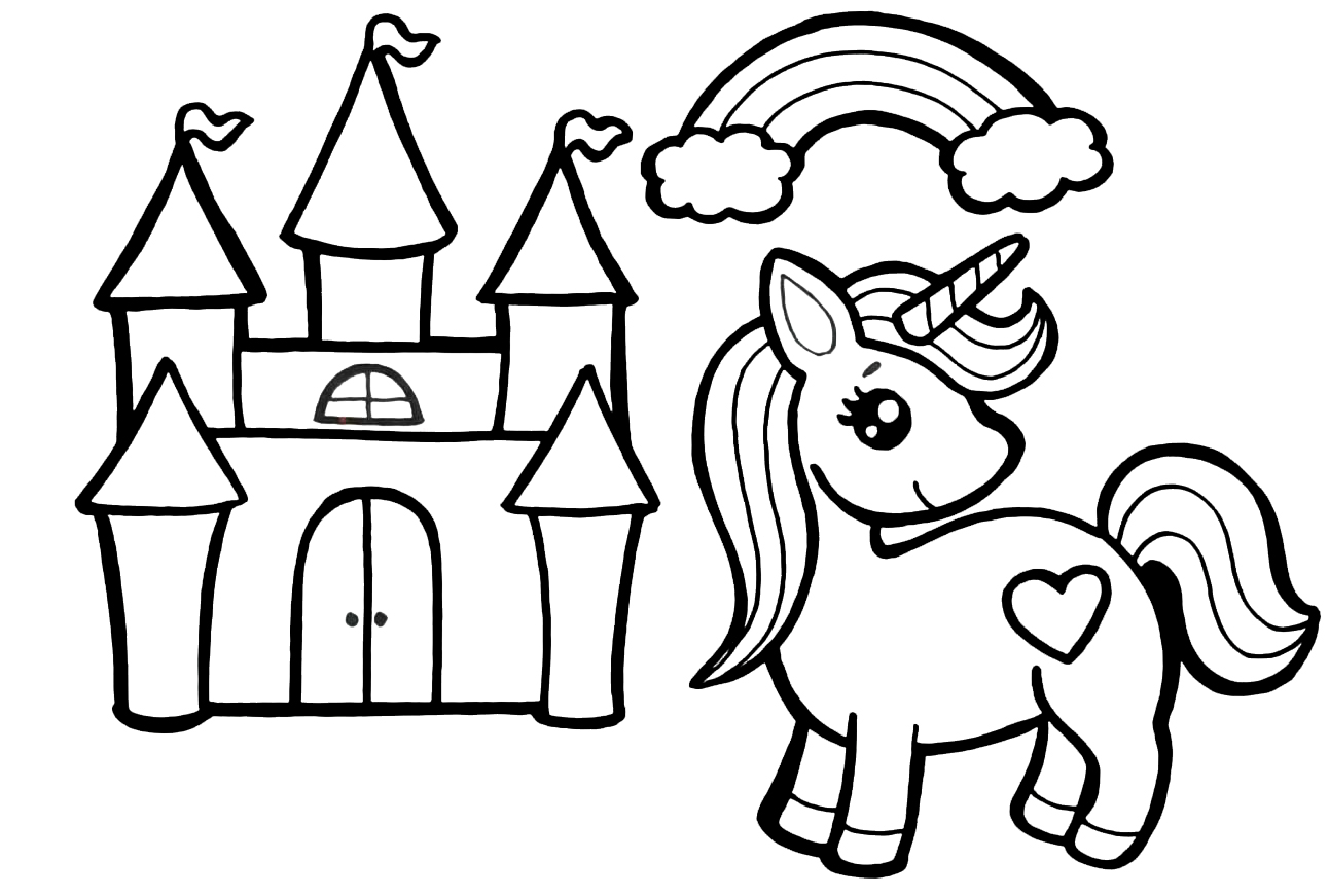 Coloring page House Unicorn Castle