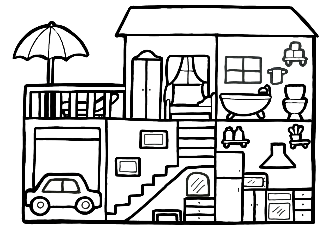 Coloring page House Cardboard House