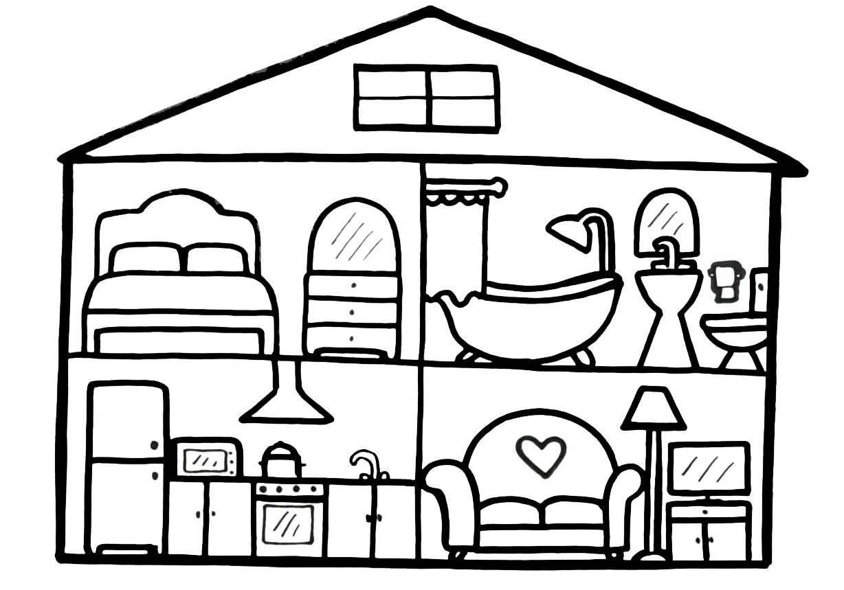 Coloring page House Two-storey open house
