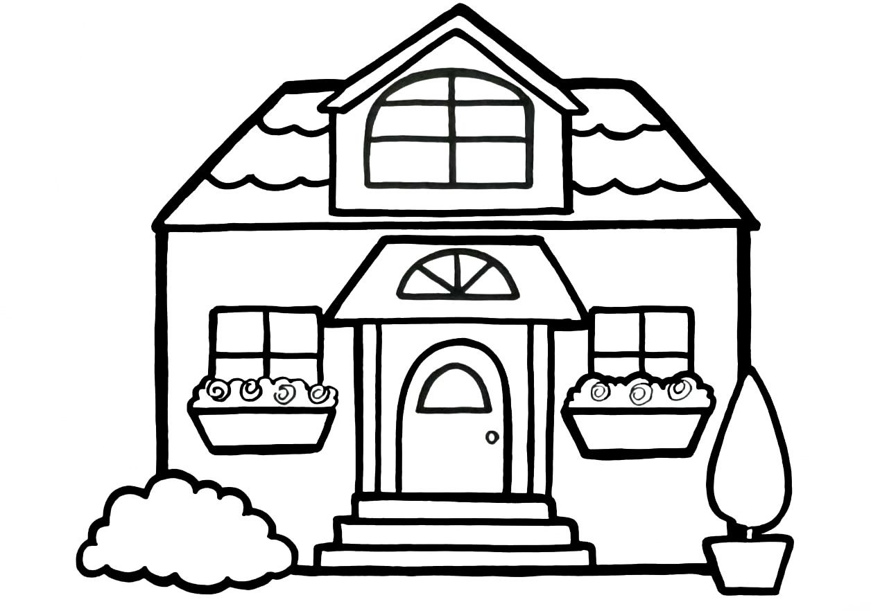 Coloring page House House in the village