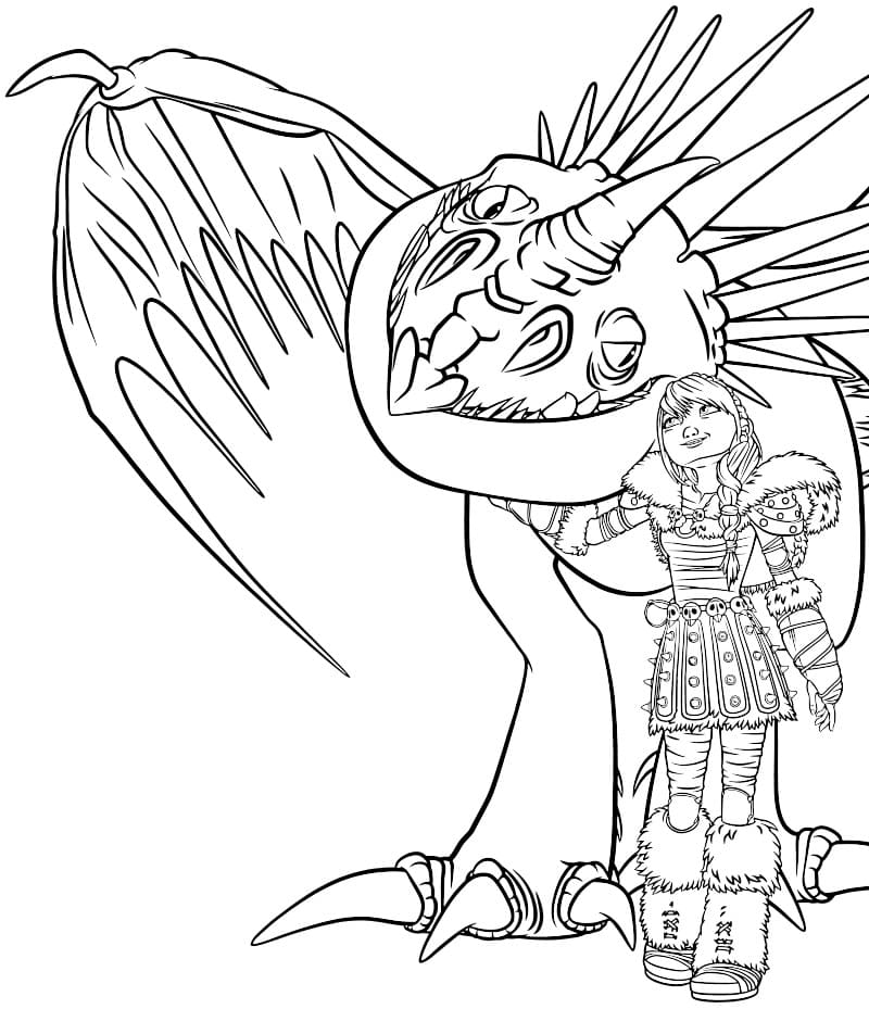 Раскраска Как приручить дракона 3 Астрид и её дракон