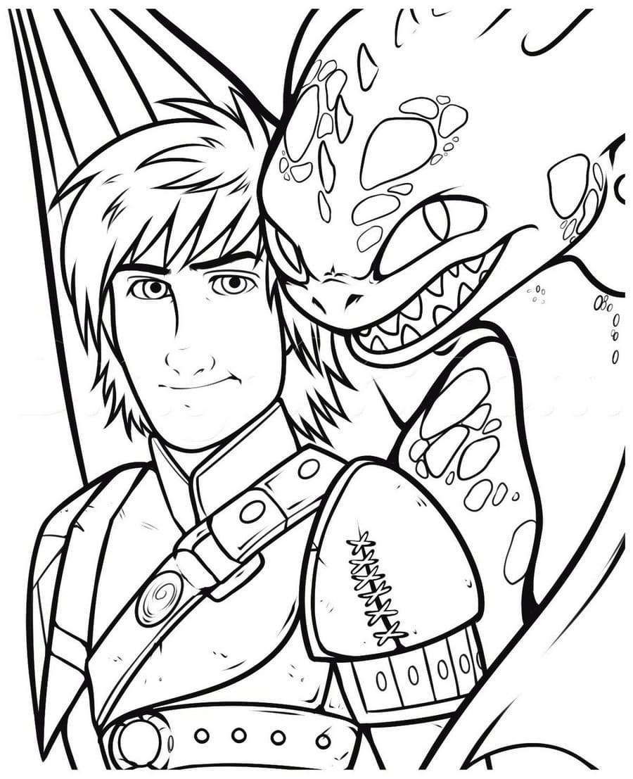 Coloring page How to Train Your Dragon 3 Hiccup and Toothless