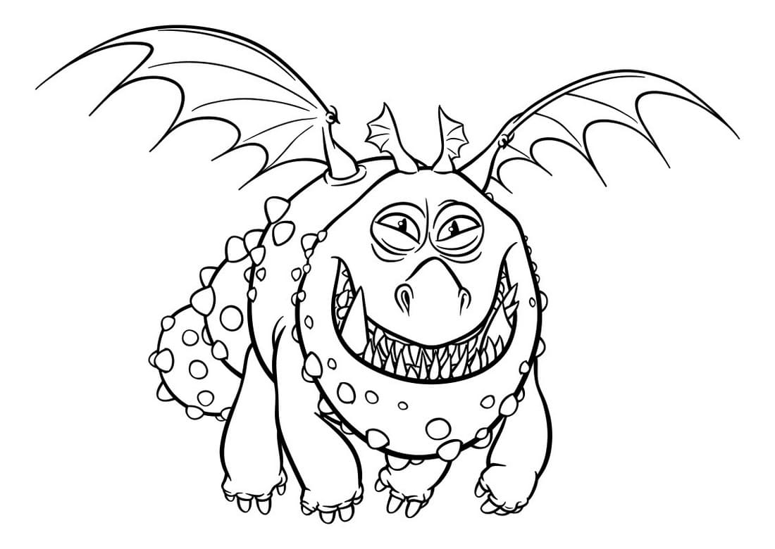 Coloring page How to Train Your Dragon 3 the fat dragon from the cartoon