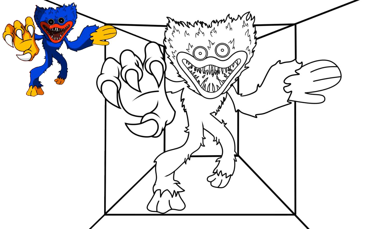 Coloring page Huggy Wuggy With a color pattern of coloring