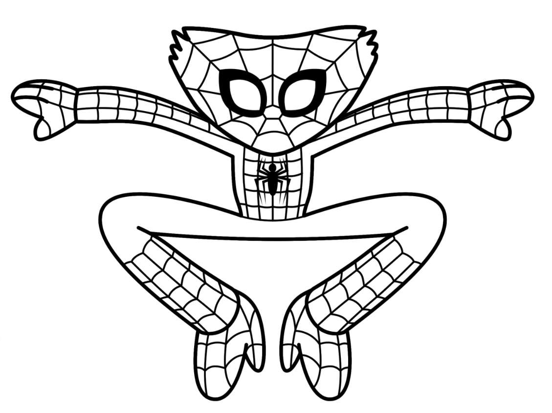 Coloring page Huggy Wuggy Spider-Man