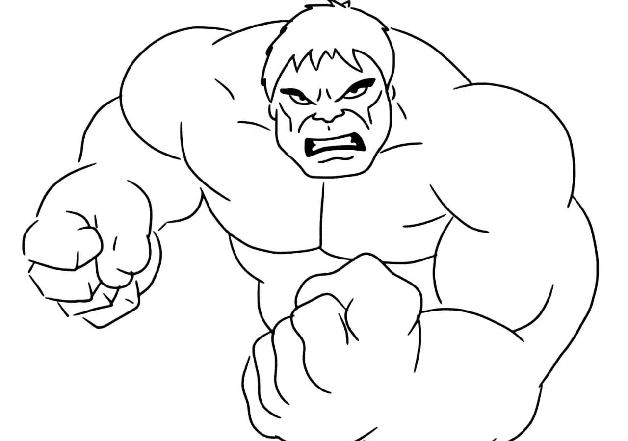 Coloriage Hulk Hulk court après les ennemis