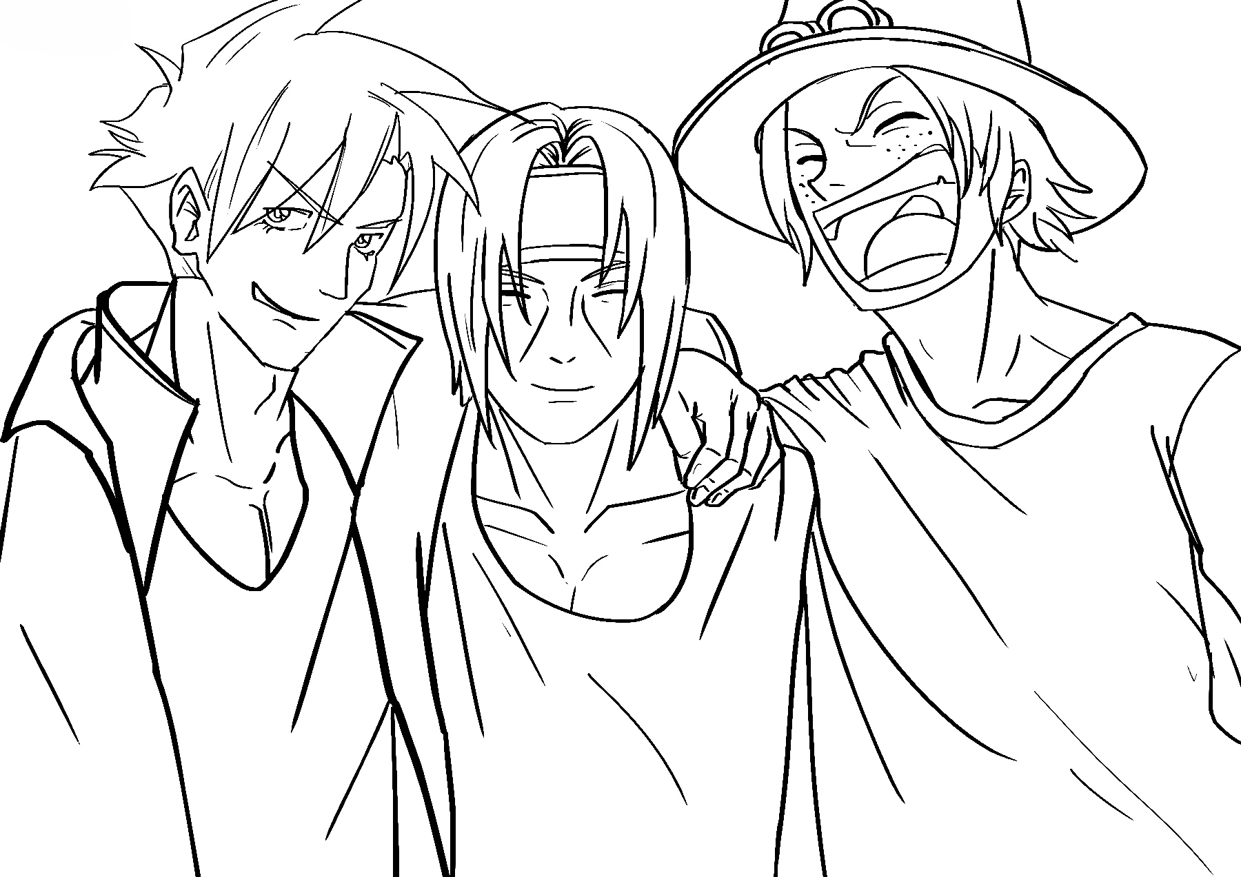 Ausmalbild Itachi Uchiha und seine Freunde