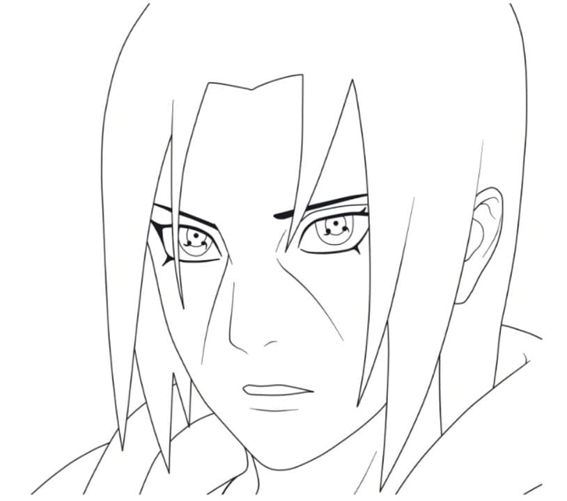 Ausmalbild Itachi Uchiha charakter aus dem beliebten Anime Naruto