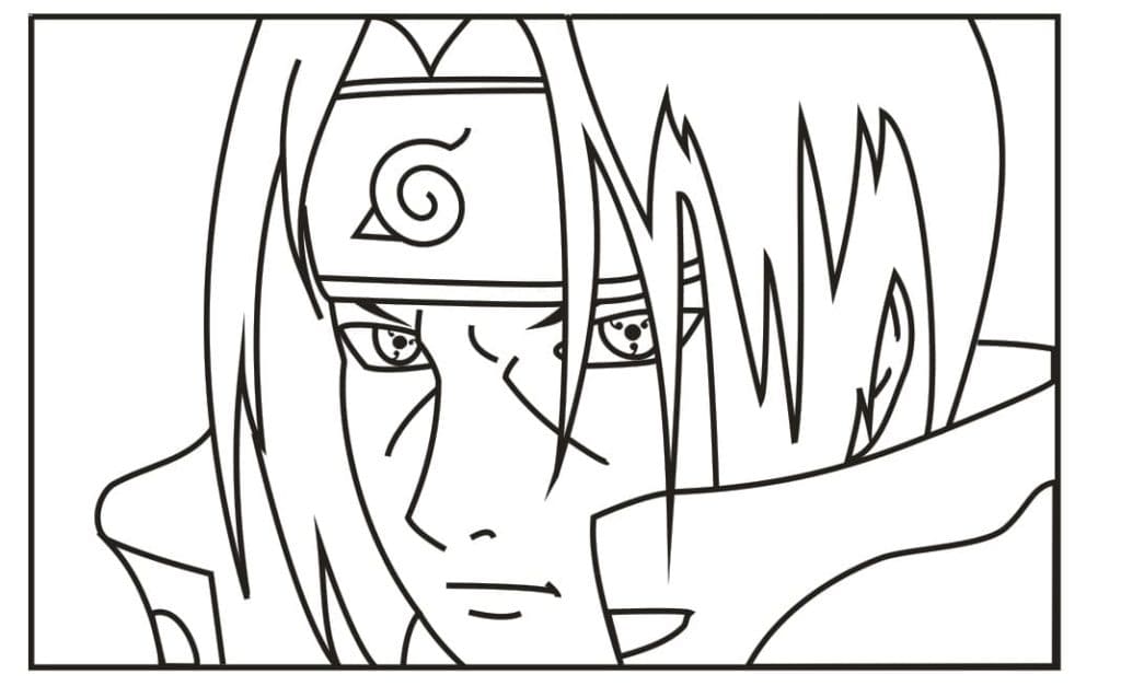 Coloring page Itachi Uchiha On the Screensaver