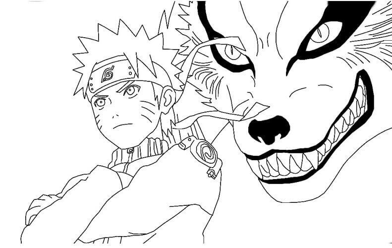 Kurama and Naruto from Anime Coloring page Print