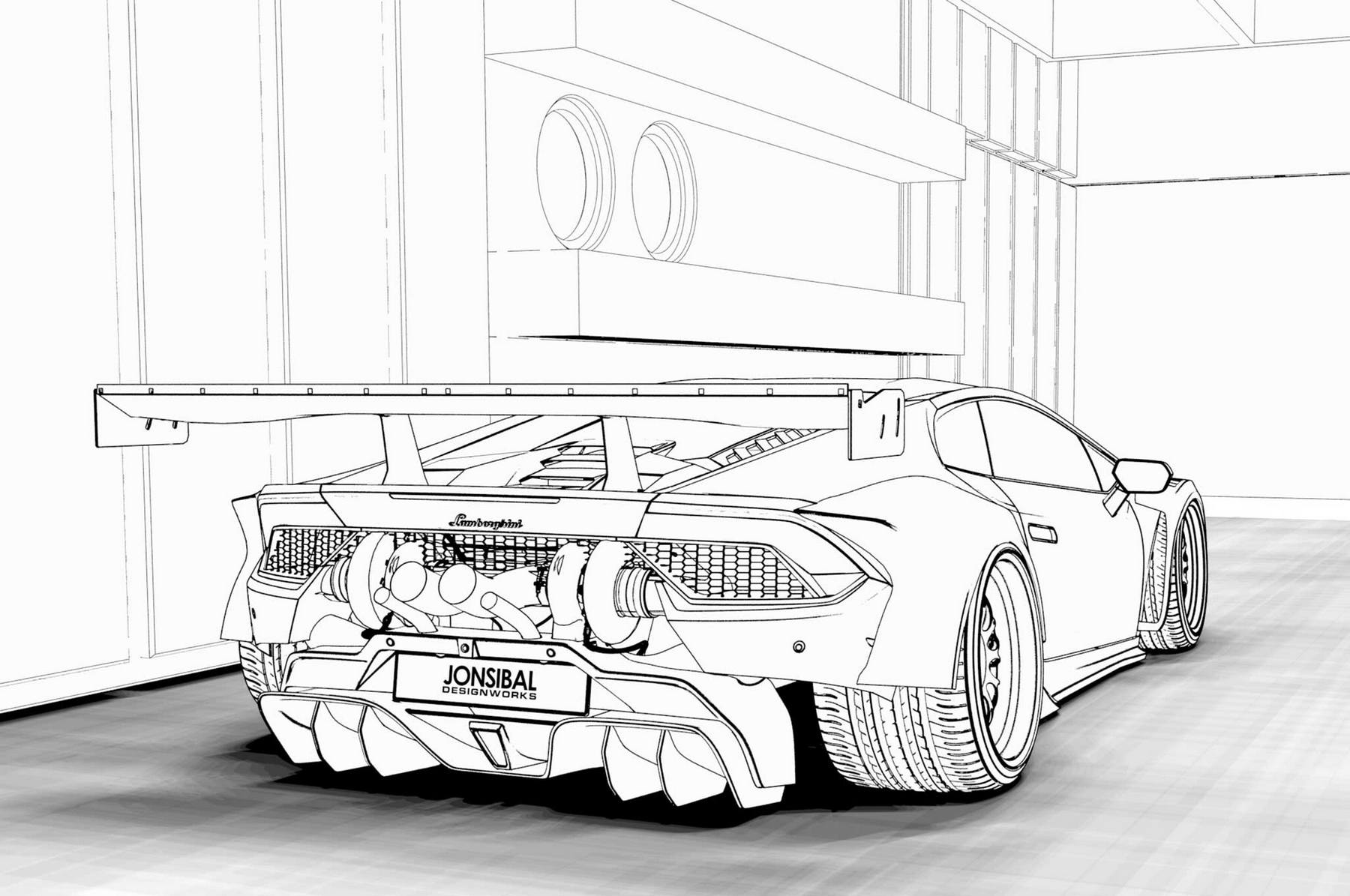 Coloring page Lamborghini Lamborghini Detailed drawing
