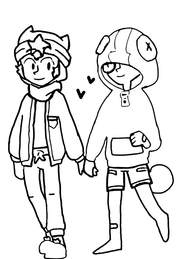 Coloring book of Leon and Nita from Brawl Stars