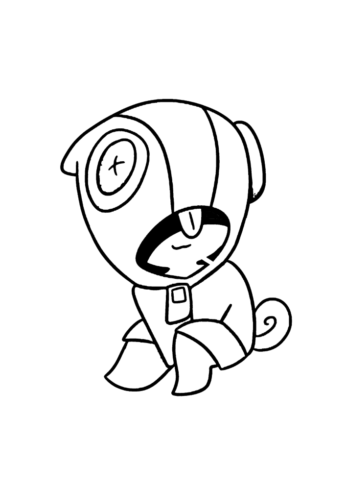 Leon in the Mask sits - Brawl Stars coloring book