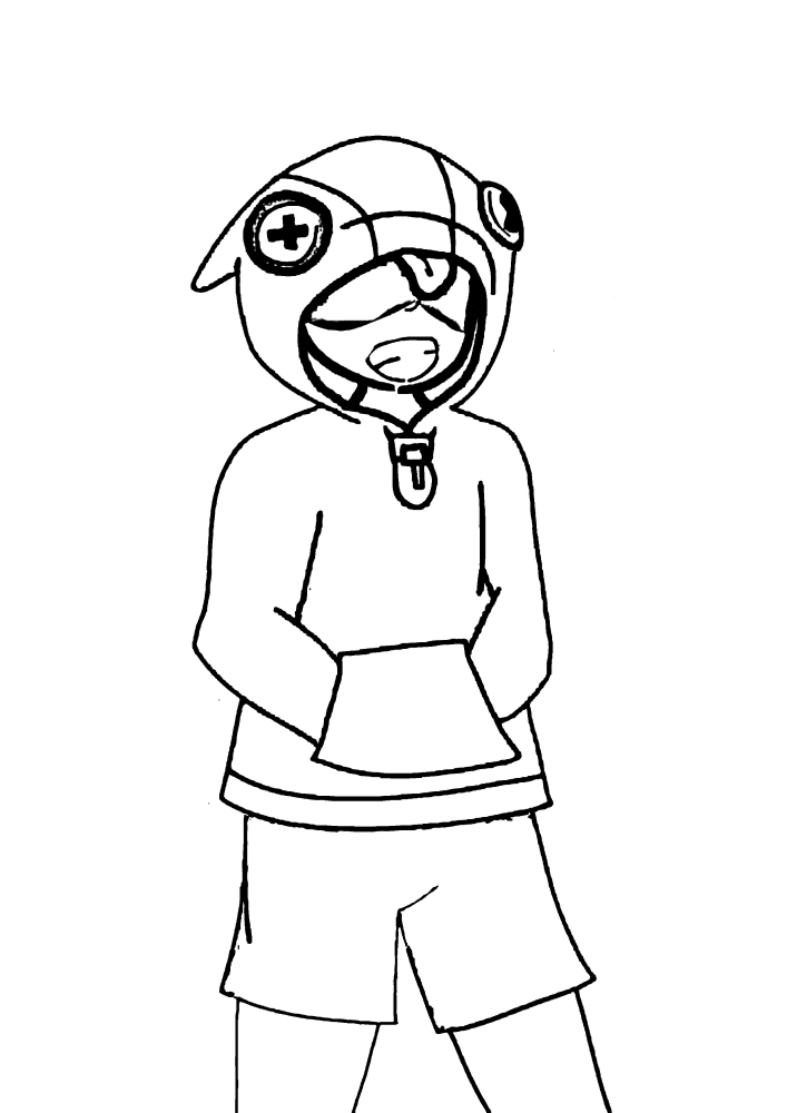 Leon in the Mask sits - Brawl Stars coloring book