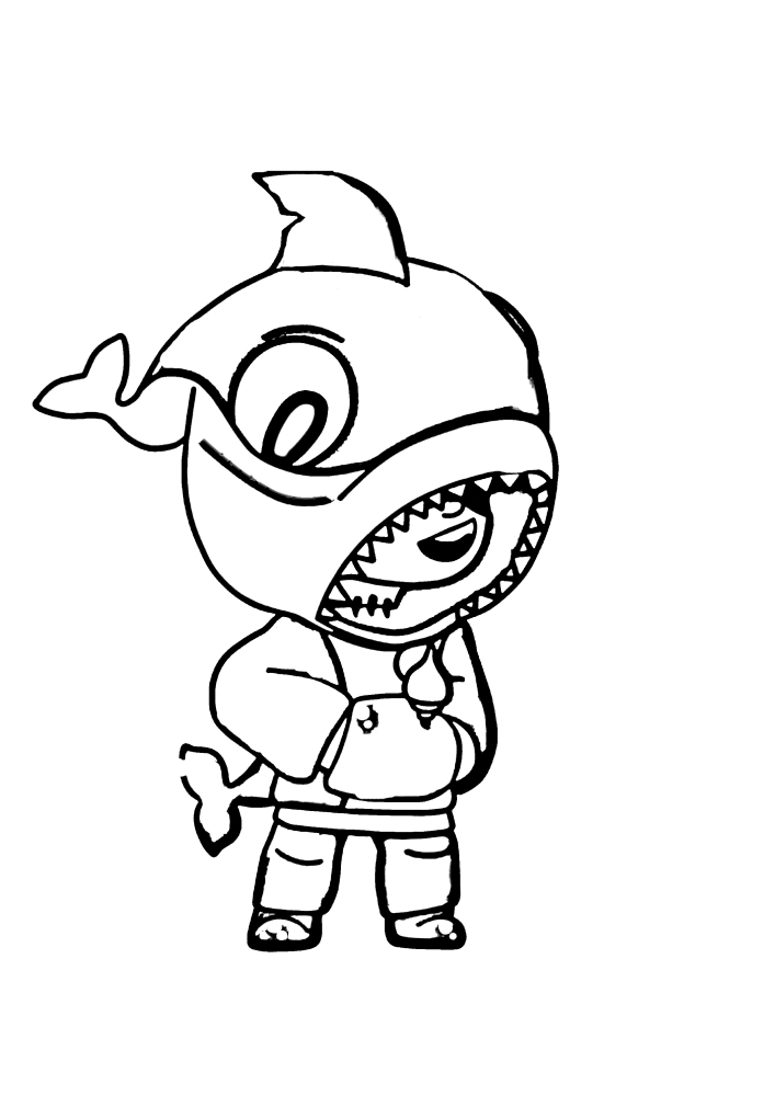 Leon en costume de poisson - livre de coloriage pour les garçons.