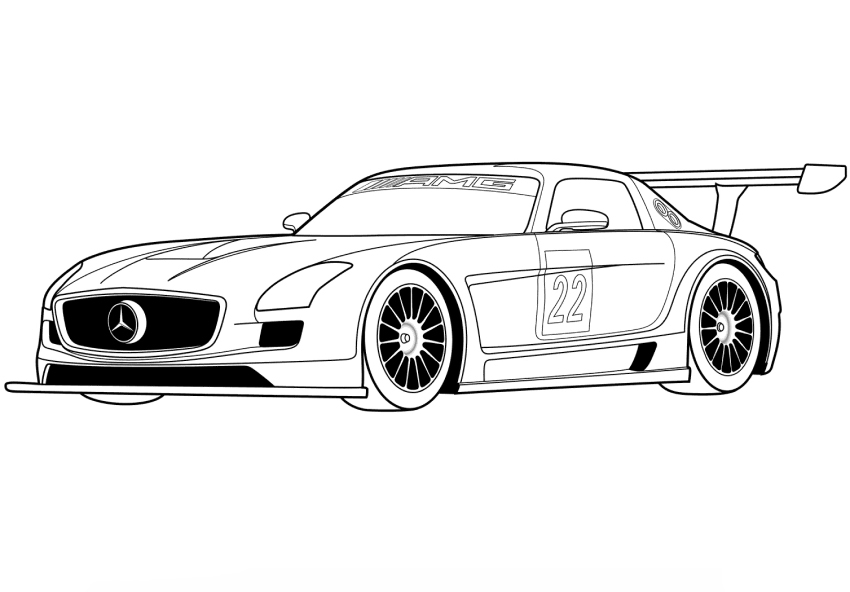 Coloring page Mercedes Benz Mercedes sports car for boys