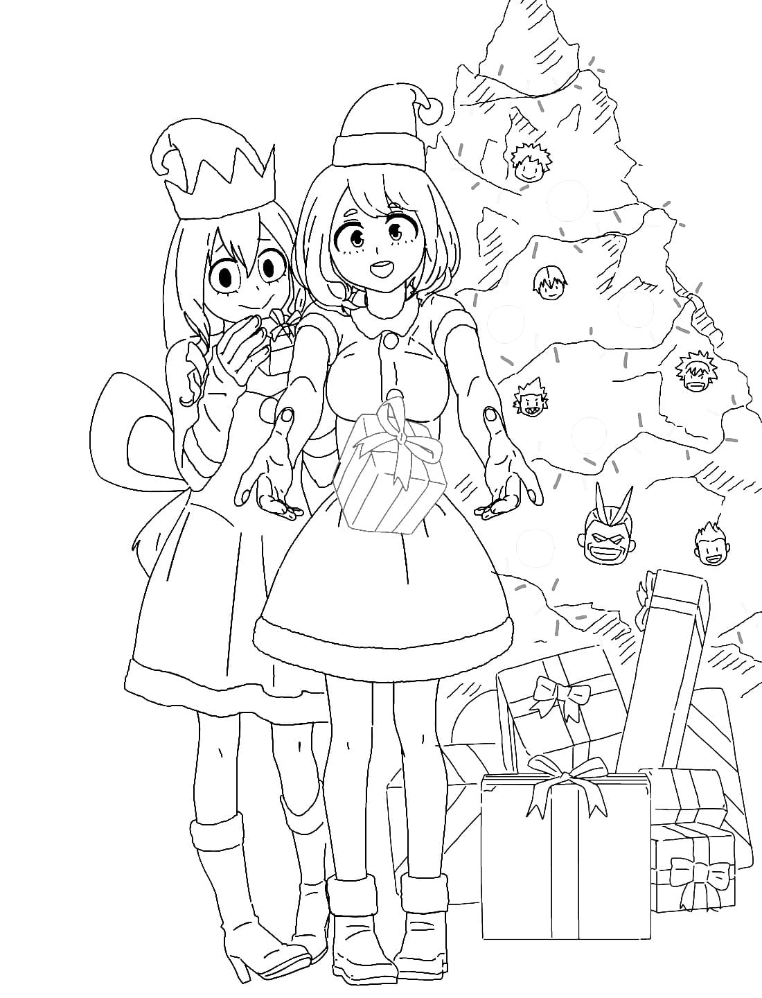 Coloring page My Hero Academia Anime for Christmas