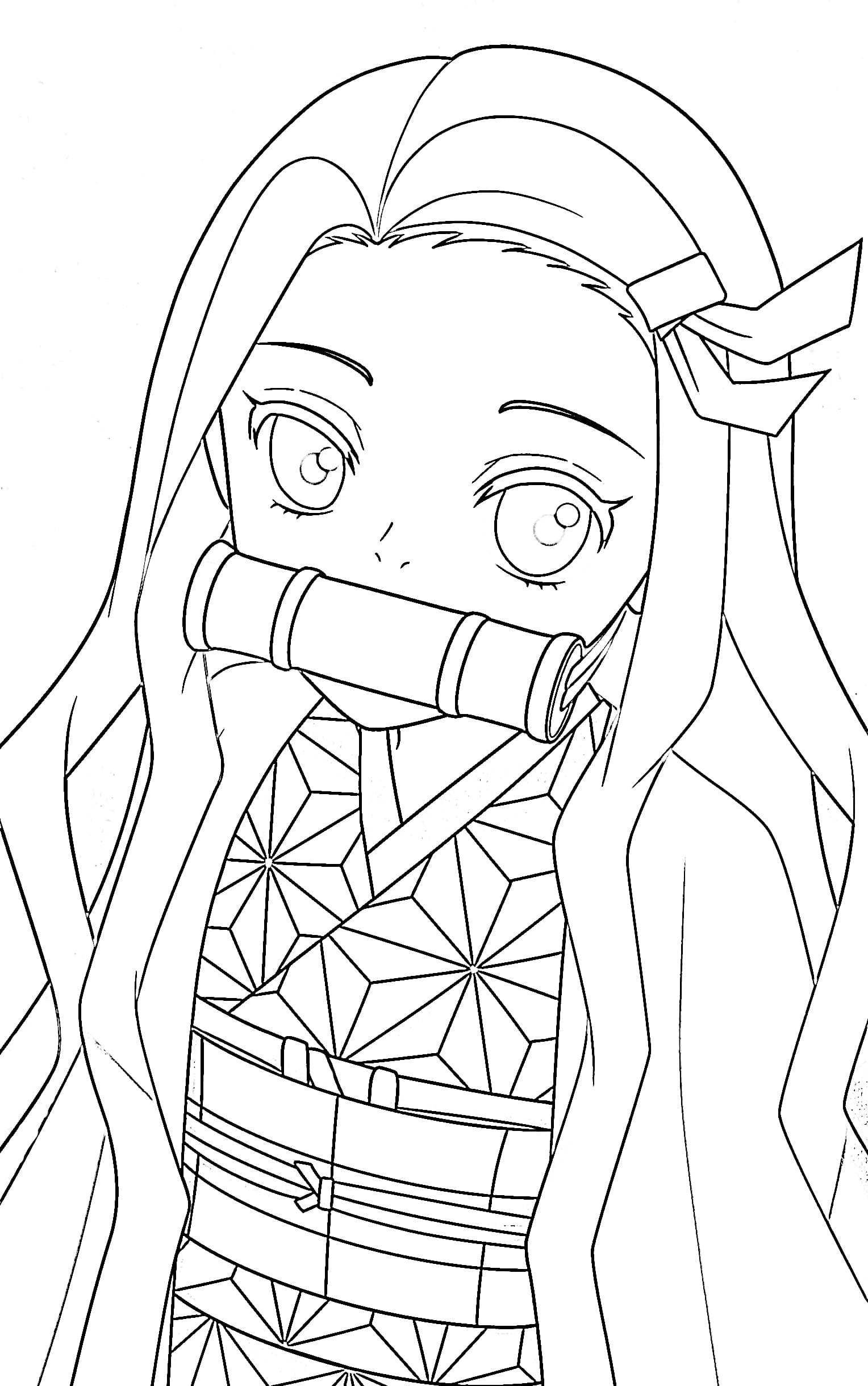 Nezuko from the anime Demon Slayer Coloring page Print