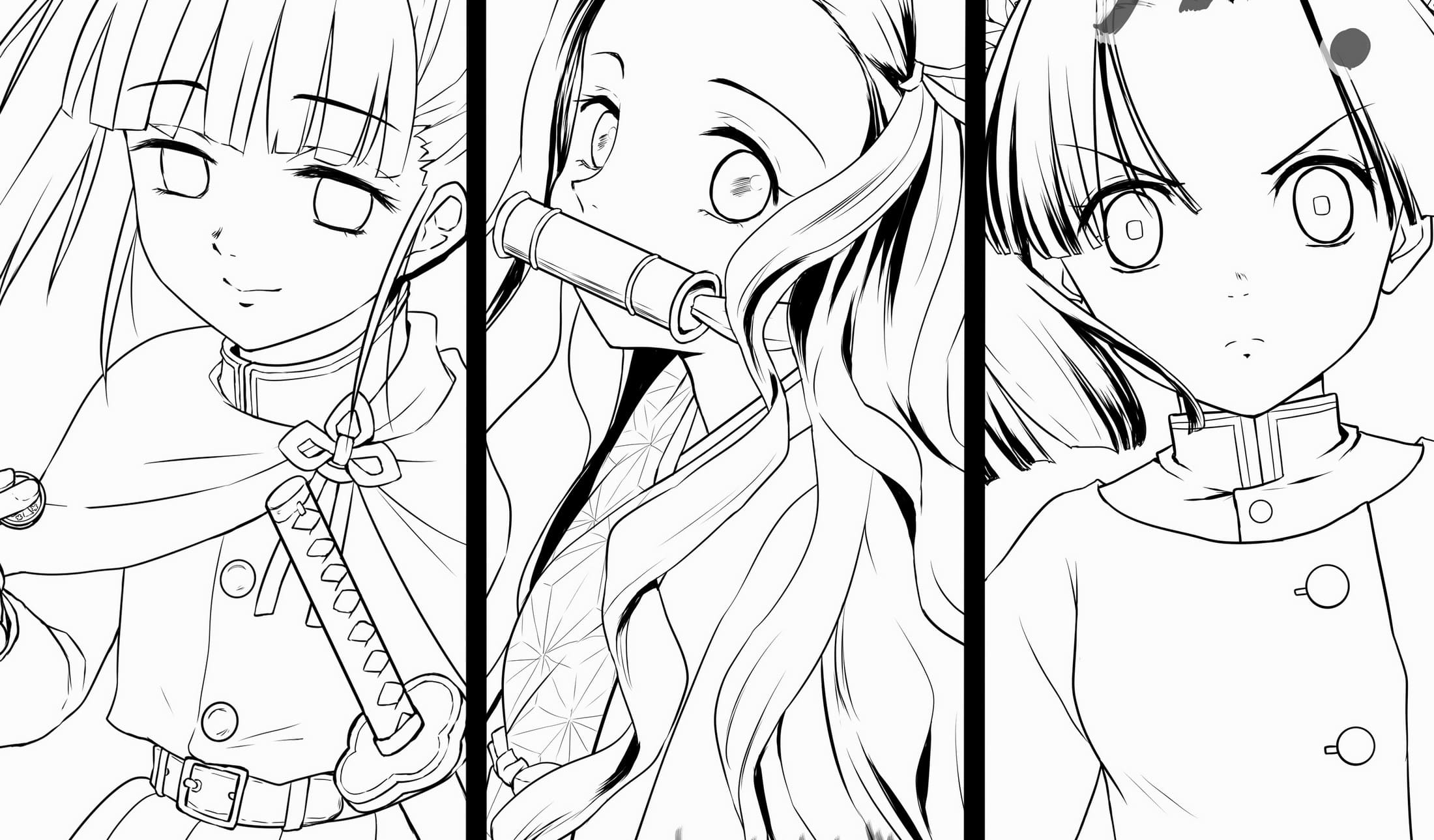 Girls from the anime Demon Slayer Coloring page Print