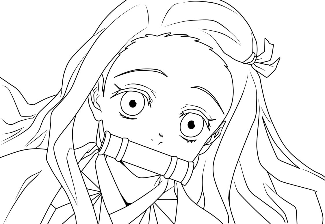 Beautiful girl Nezuko from the anime Demon Slayer Coloring page Print