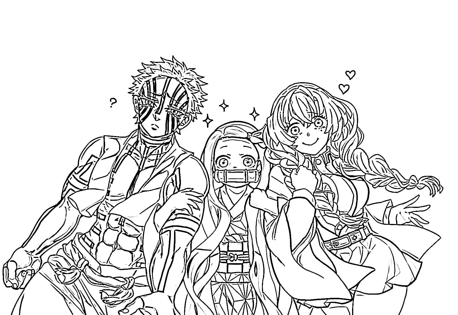 Coloring page Characters from the Demon Slayer anime Print Free