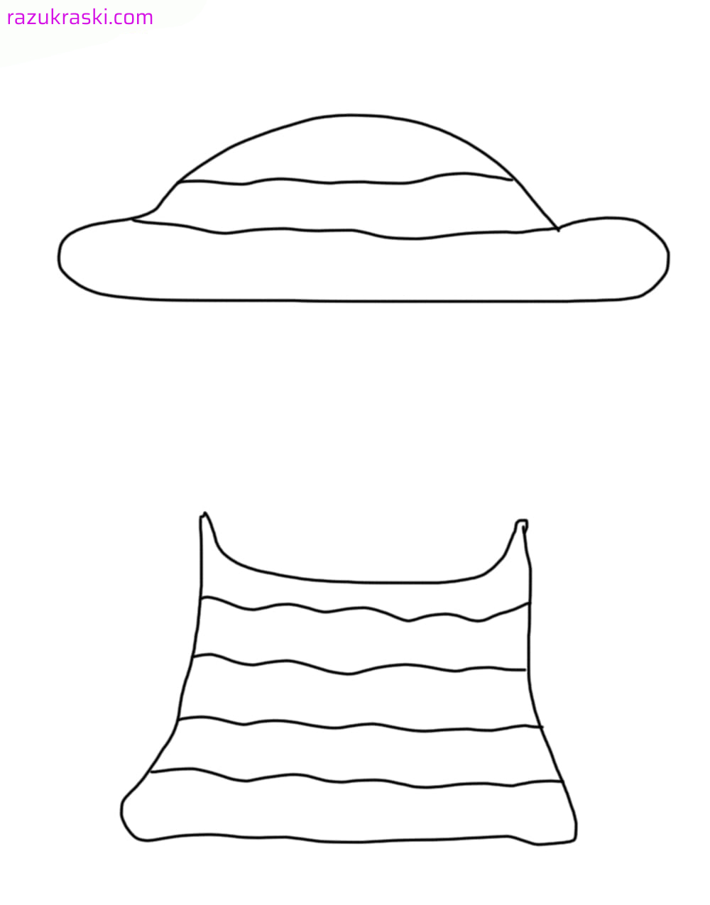 Coloring page Clothing for Lalafanfan Paper panama hat and dress