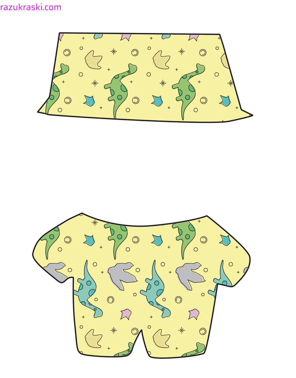 Coloriage Vêtements pour Lalafanfan Vêtements avec des dinosaures