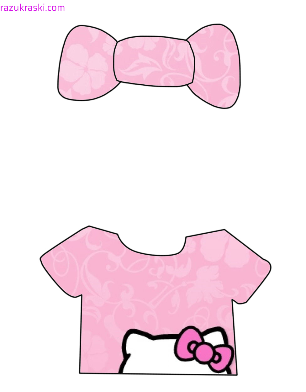 Раскраска Одежда для Лалафанфан Бумажная одежда Hello Kitty для Лалафанфан