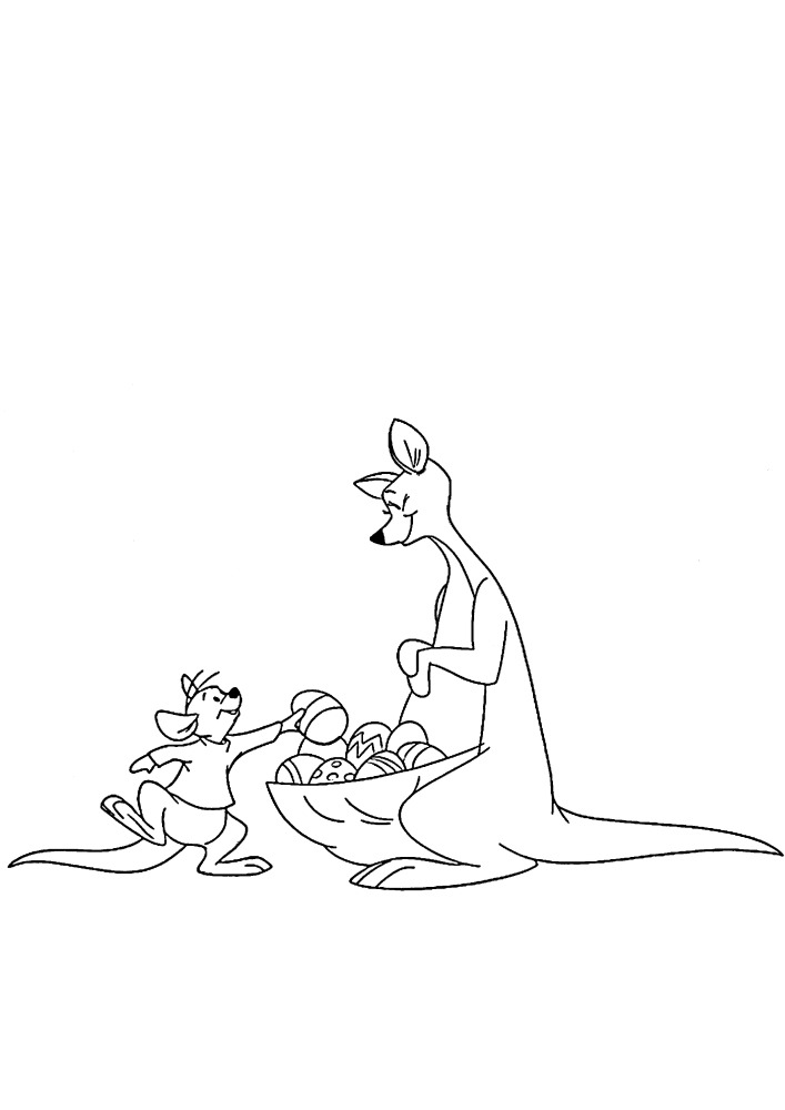 Disney-Kängurus mit Osterhoden bestückt