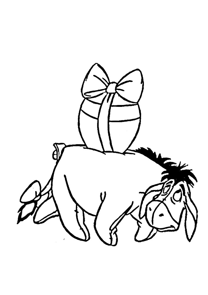 Leitão e Winnie the Pooh carregam uma cesta de Páscoa para uma reunião com amigos