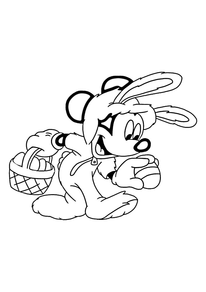 Donald Duck im Hasenkostüm und mit einem Korb voller Hoden