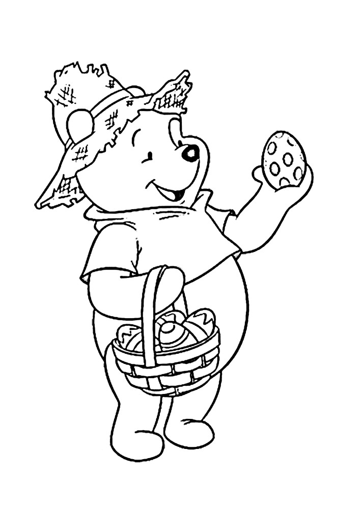 Winnie the Pooh tries to grab an Easter egg
