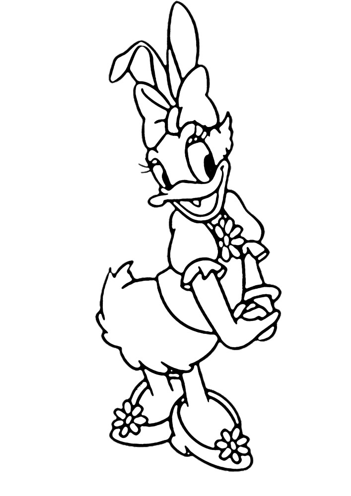 Mickey mouse en un disfraz de conejito de Pascua lleva un testículo