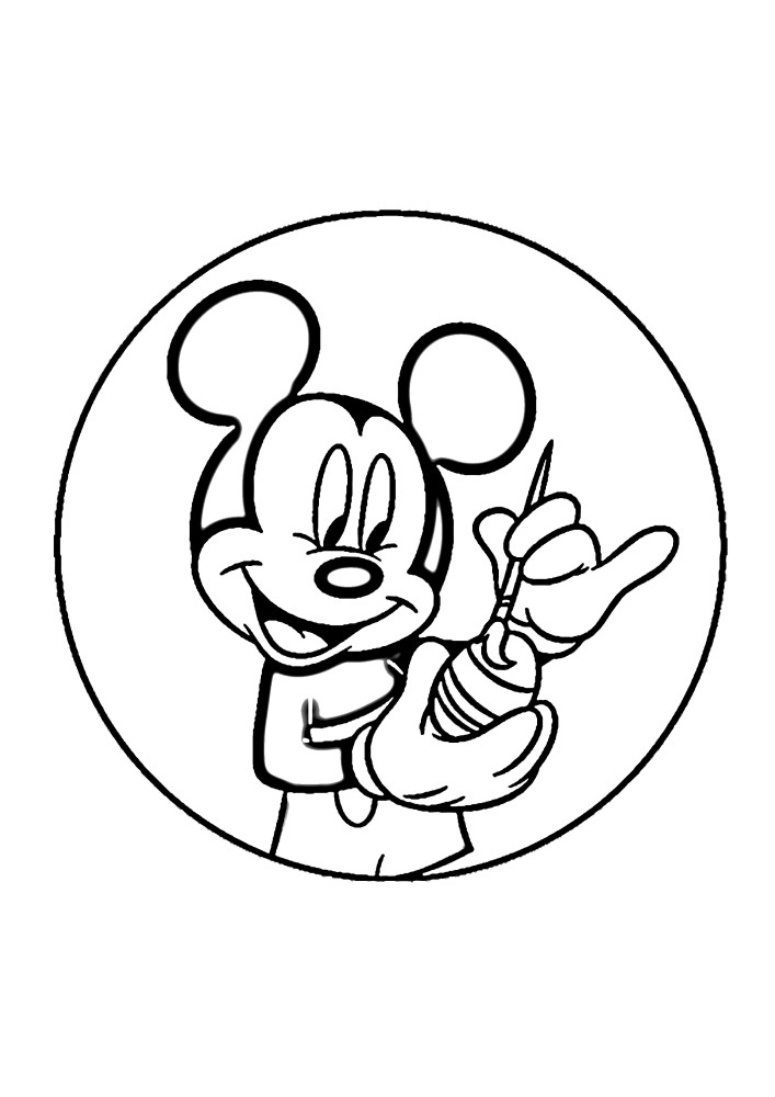 Mickey Mouse paints an egg for Easter